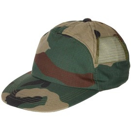 US MILITARY CAP WITH MESH INSERT, SIZE ADJUSTABLE, WOODLAND - MFH