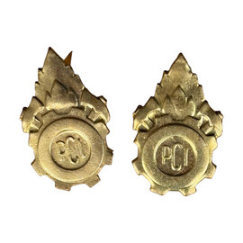 PAIR OF RANK INSIGNIA - CIVILIAN FIREFIGHTERS - ROMANIAN ARMY MILITARY SURPLUS - GOLDEN - IN GOOD CONDITION