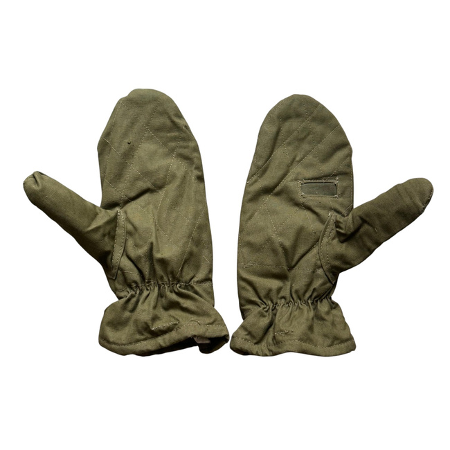 Insulated Protective Mittens Made of Tent Canvas Material, 2-Finger Design - Romanian Army Military Surplus - OD Green - Like New