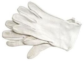 GERMAN ARMY WHITE UNLINED LEATHER GLOVES USED