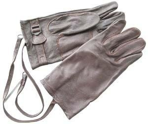 SWEDISH ARMY BROWN LEATHER GLOVES USED 