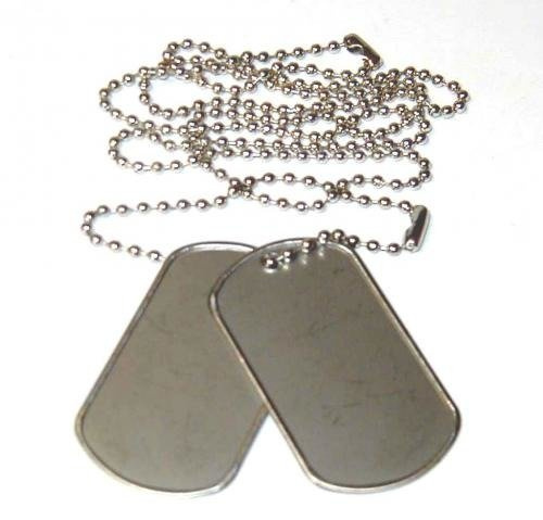 US SILVER DOG TAG SET W/ CHAINS IMPORT