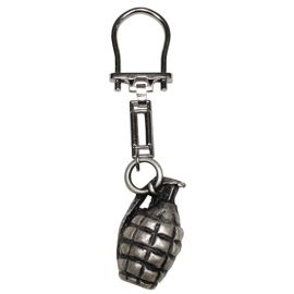 Key chain, ring, trinket, hand grenade, silver