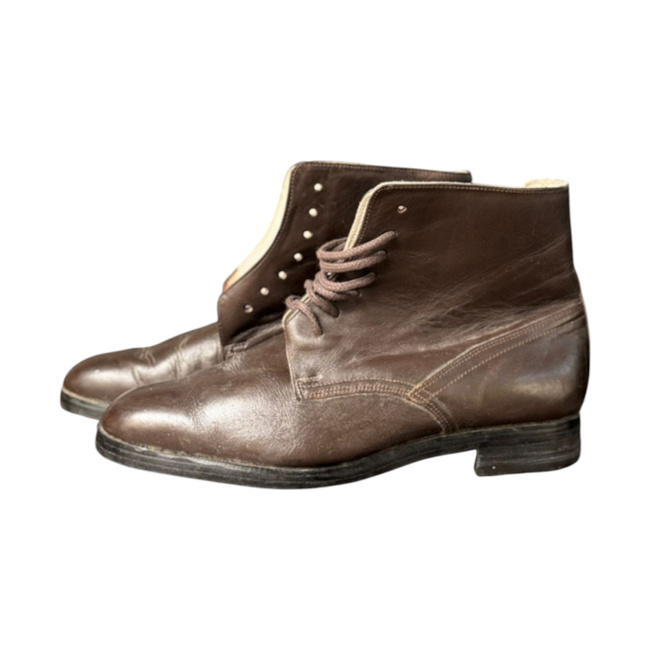 MEN'S BROWN LEATHER BOOTS - MILITARY SURPLUS FROM ROMANIAN ARMY - IN GOOD CONDITION