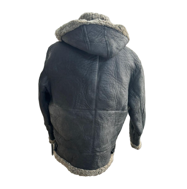 LEATHER FUR JACKET - ROMANIAN ARMY MILITARY SURPLUS - USED