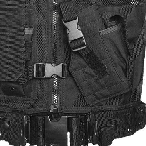 POLICE TACTICAL VEST - WITH NET AND BELT - BLACK