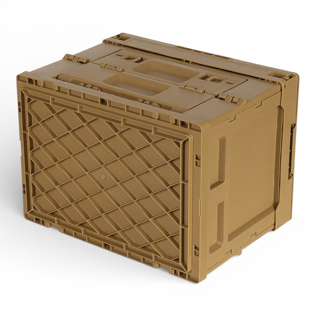 Foldable Plastic Storage Box with Hinged Lid - 20 L - Khaki - MFH