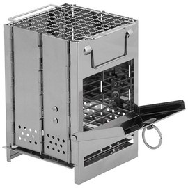 ROCKET STOVE WITH GRATE, FOLDABLE, MINI, STAINLESS STEEL - MFH