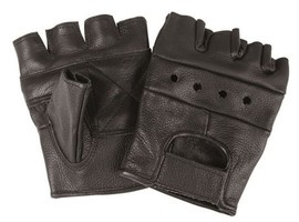 BIKER LEATHER FINGERLESS GLOVES