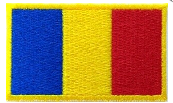 ROMANIA DRAPEL FORTE TERESTRE - 7,5x3,5 cm - YELLOW BORDERS