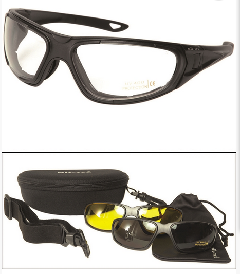 Black Tactical Goggle 3in1