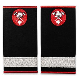 Grade Sergent Pompieri ISU, IGSU țesute pe suport textil din paspoal cusut, cu semn de armă brodat