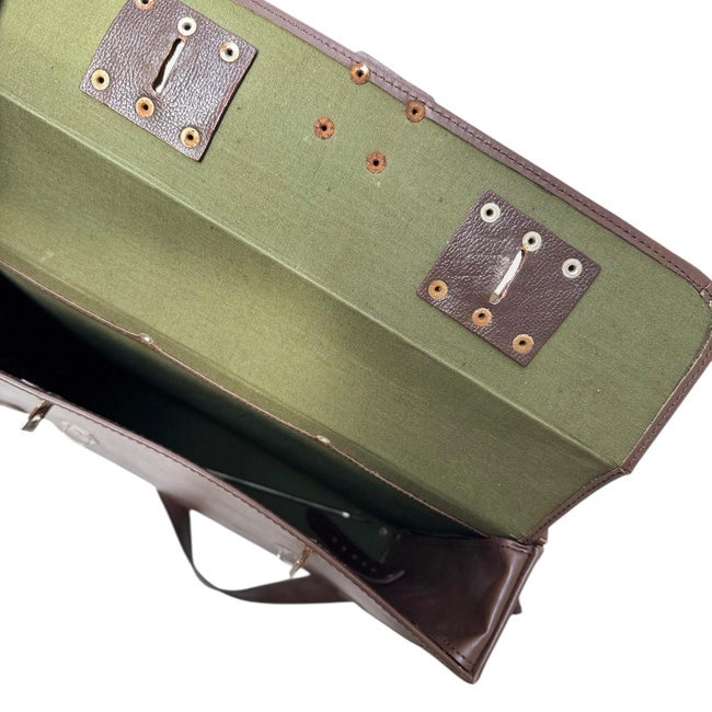 Vintage Briefcase - Faux Leather - 42 x 33 cm - Romanian Army Military Surplus - Brown - In Good Condition