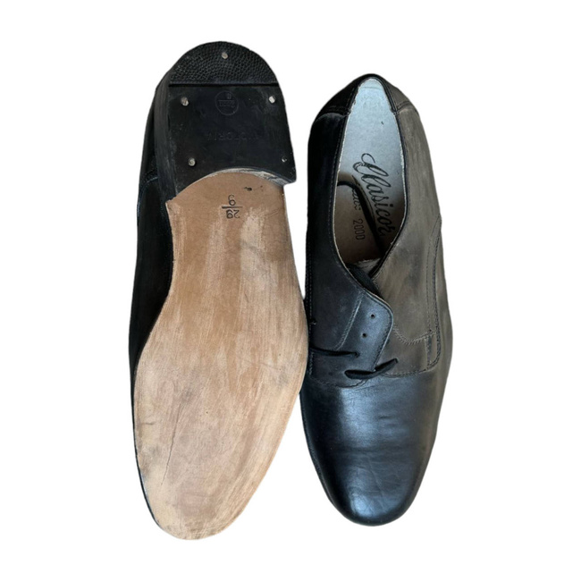 BLACK LEATHER SHOES - MILITARY SURPLUS ROMANIAN ARMY - USED