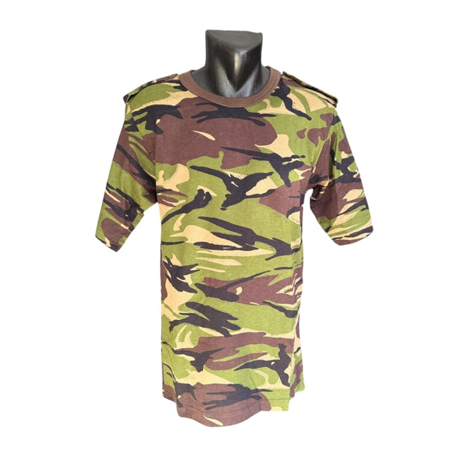 Military T-Shirt with Collar and Epaulettes - Romanian Army Military Surplus - Forest Mosaic Camouflage - Like New