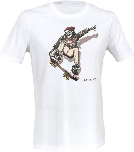 ORGANIC COTTON T SHIRT "SKULL WITH SKATEBOARD" - WHITE