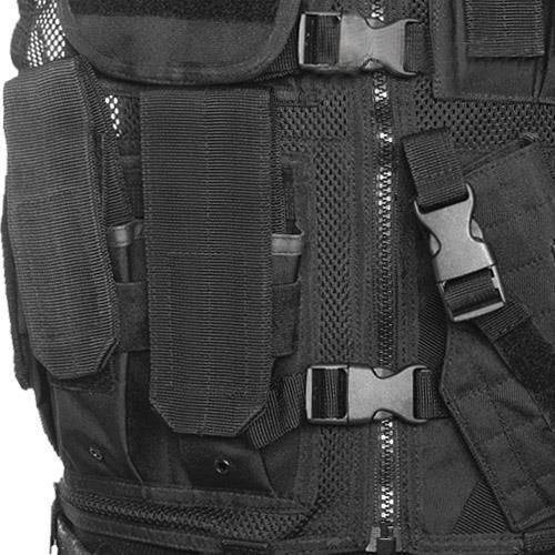 POLICE TACTICAL VEST - WITH NET AND BELT - BLACK