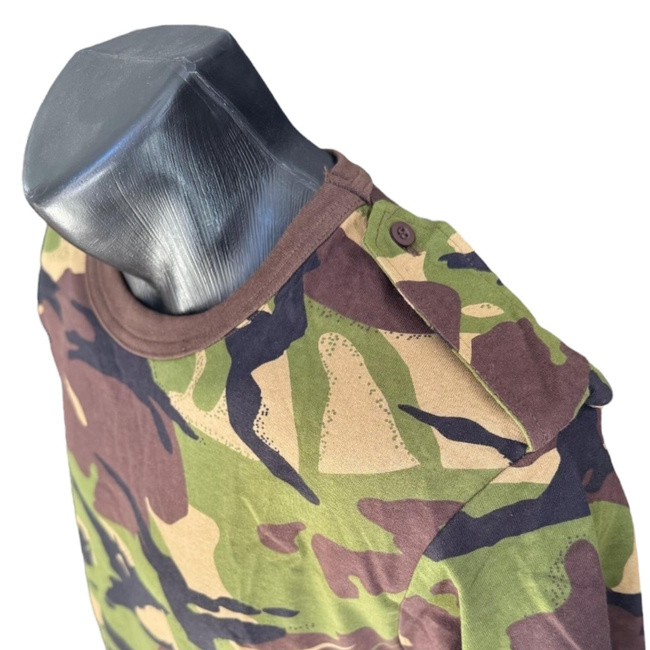 Military T-Shirt with Collar and Epaulettes - Romanian Army Military Surplus - Forest Mosaic Camouflage - Like New