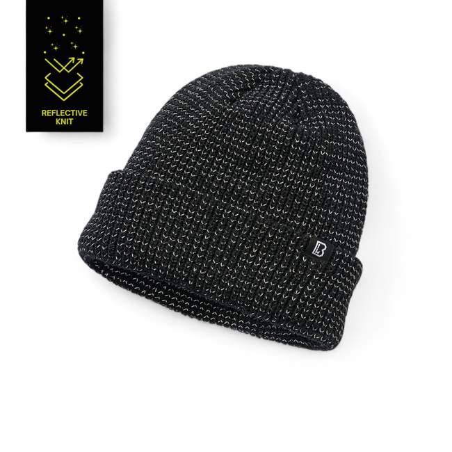 Knitted Beanie with Reflective Yarn - Black - Brandit