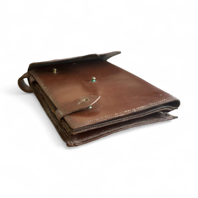 Leather Map Case - Military Porthart RSR Era - Officer - Romanian Army Surplus - Brown - Like New