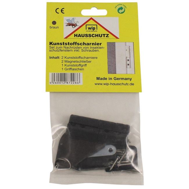 Plastic Hinge, "Wip", for windows with insect net, brown