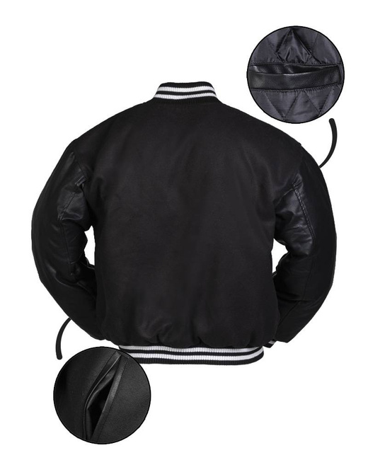 BASEBALL JACKET WITH NY PATCH - BLACK - MILTEC