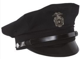 DARK BLUE US POLICE VISOR HAT WITH BADGE