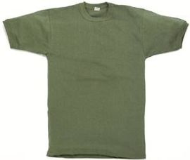 COTTON T-SHIRT - OD GREEN - MILITARY SURPLUS GERMAN ARMY - USED