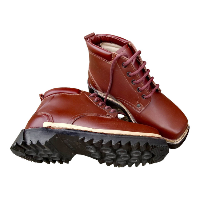 LEATHER MILITARY BOOTS - MOUNTAIN HUNTERS - MILITARY SURPLUS ROMANIAN ARMY- DARK RED - LIKE NEW