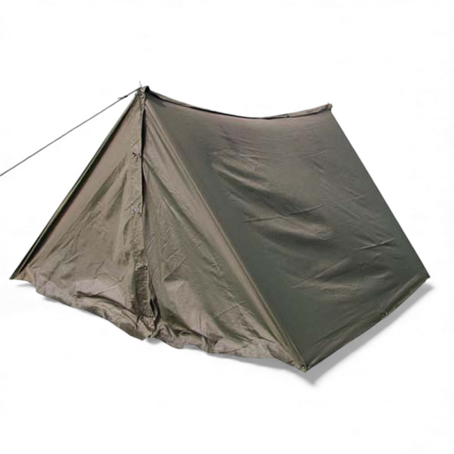 AT Tent with Two Tarps and Poles Included - Austria Army Military Surplus - OD Green - Used