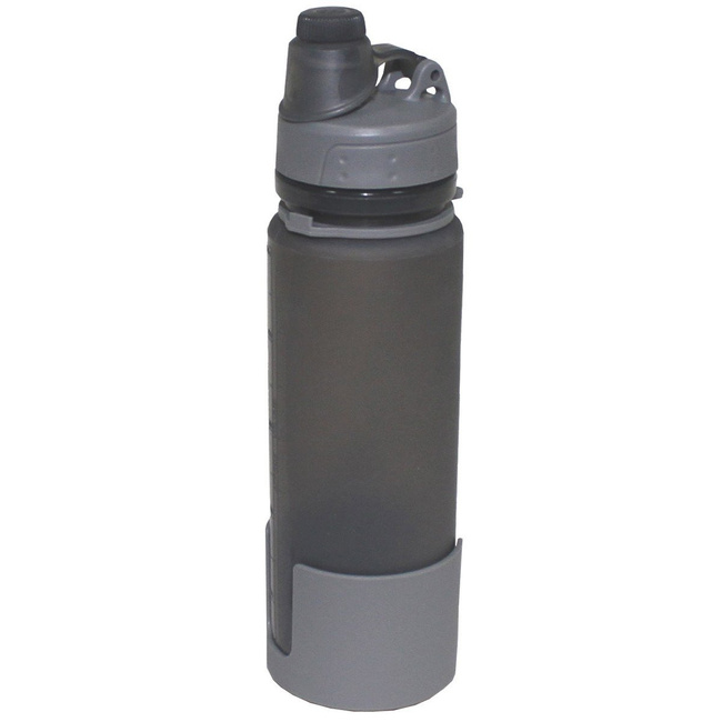 Bottle, foldable, grey, silicone, 0,5 l, BPA free