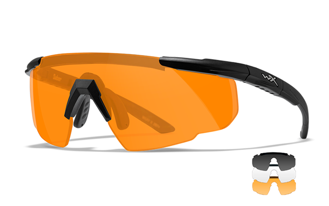 BALLISTIC SUNGLASSES - SABER ADVANCED - WILEY X - GREY/ CLEAR/ LIGHT RUST - Black frame 