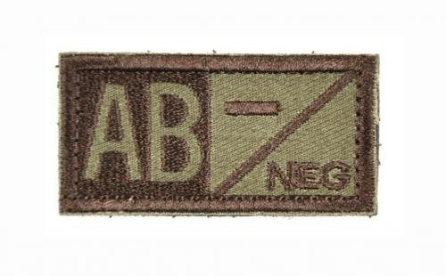 PATCH BLOOD TYPES VELCRO (AB- NEGATIVE) 5 x 2,5 CM BROWN/O.D.