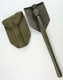 DANISH ARMY GREEN FOLDING SHOVEL USED