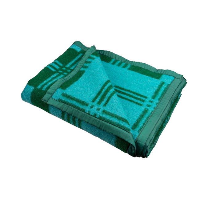 Romanian wool blanket, traditional pattern, 150x200cm, green