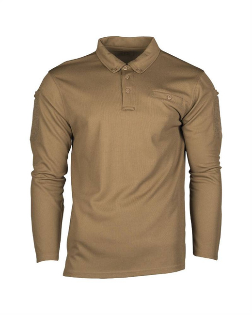TACTICAL POLO SHIRT WITH LONG SLEEVES - QUICK DRYING - Mil-Tec - DARK COYOTE