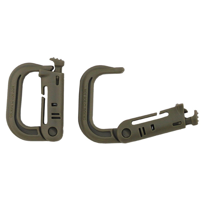 Carabiner, plastic, "Molle", coyote, two pack