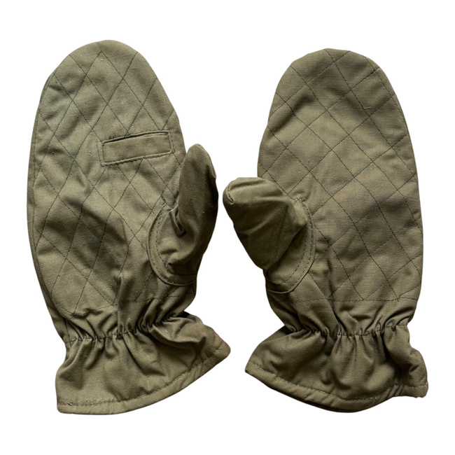 Insulated Protective Mittens Made of Tent Canvas Material, 2-Finger Design - Romanian Army Military Surplus - OD Green - Like New