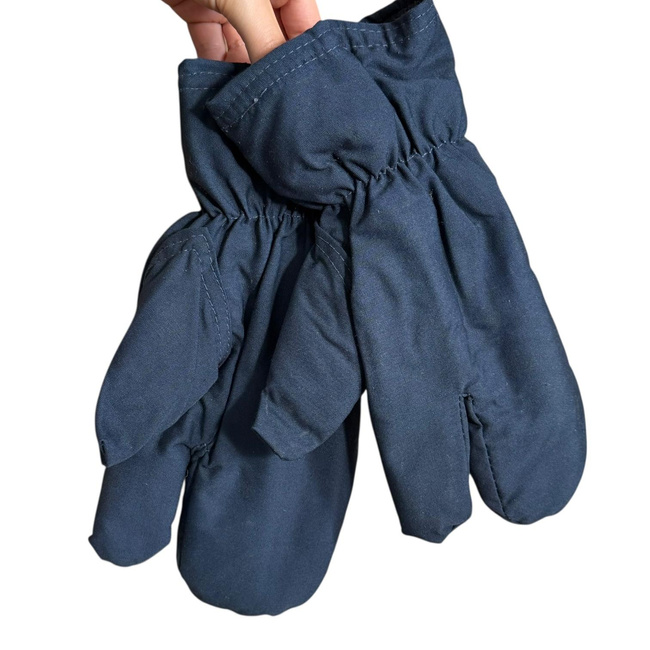 Insulated Protective Gloves Made from Military Tarpaulin Material, 3-Finger Design - Romanian Army Military Surplus - Dark Blue - In Good Condition