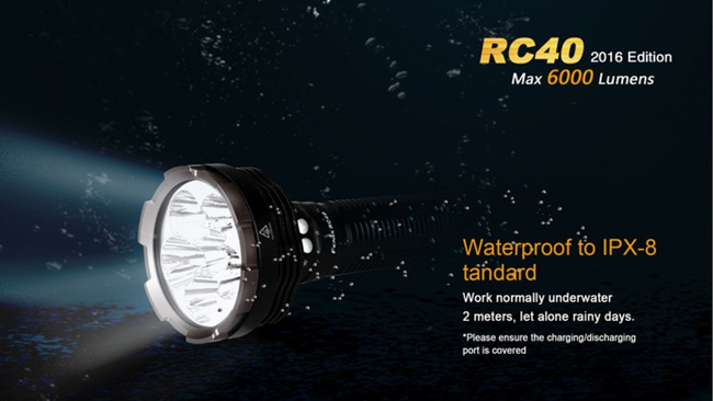Flashlight Fenix RC40, water resistant