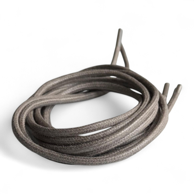 Pair of Round Shoelaces for Shoes - 110 cm - Romanian Army Military Surplus - Waxed - Grey - In Good Condition