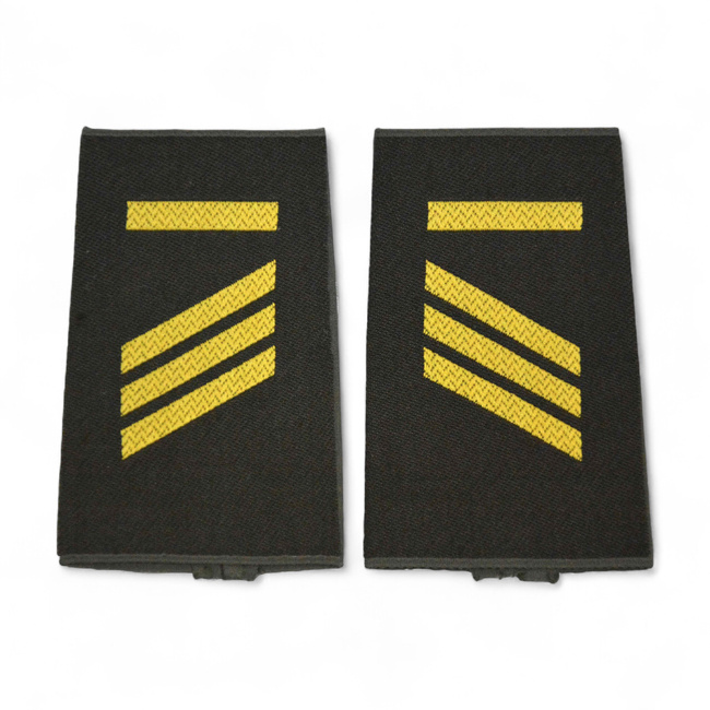 PAIR OF ORIGINAL RANKS - CORPORAL MC - GERMAN ARMY - NAVY - OLIVE GREEN/GOLDEN