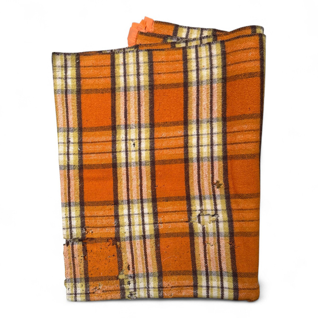 PURE WOOL VINTAGE BLANKET - 140x210 CM - ROMANIAN ARMY MILITARY SURPLUS - DEGRADED