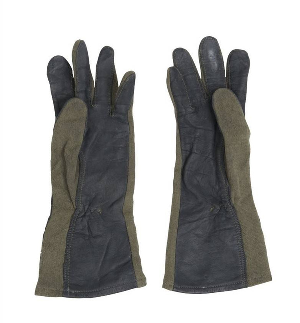 LEATHER/ARAMIDE COMBAT GLOVES - MILITARY SURPLUS FROM THE US ARMY - OD GREEN - USED