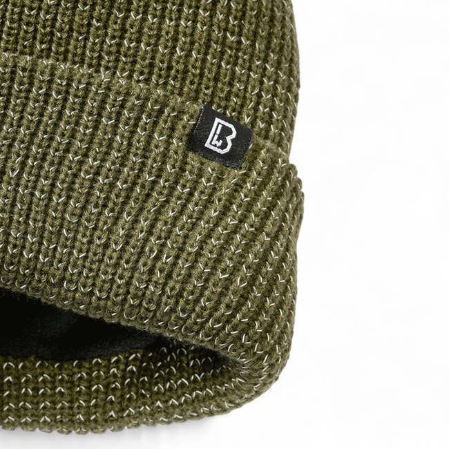 Knitted Beanie with Reflective Yarn - Olive Green - Brandit