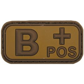 3D VELCRO PATCH - 5 x 2.5 CM - MFH® - BROWN/KHAKI - BLOOD GROUP "B POS"