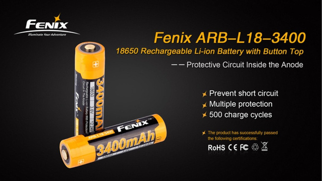 Fenix 18650 - 3400mAh - Rechargeable Battery - ARB-L 18-3400