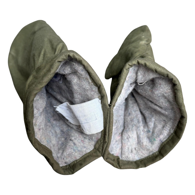 Insulated Protective Mittens Made of Tent Canvas Material, 2-Finger Design - Romanian Army Military Surplus - OD Green - Like New