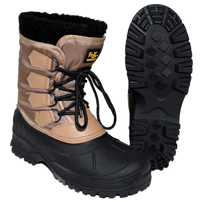 Thermo Boots, rubber sole, laced, khaki/black