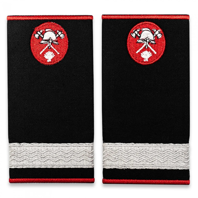 Grade Sergent Pompieri ISU, IGSU țesute pe suport textil din paspoal cusut, cu semn de armă brodat